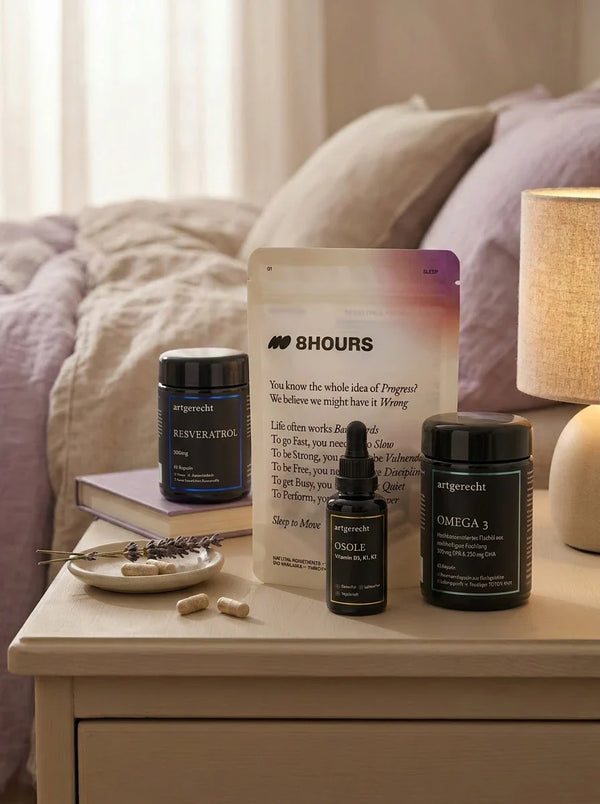 Schlafroutine – Abend-Basics | Sleep + Resveratrol + Omega 3 + OSOLE | allseven